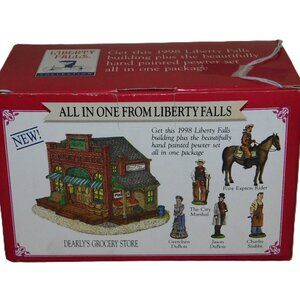 All In One Liberty Falls Dearly's Grocery Store and Hand Painted Pewter Set NIB